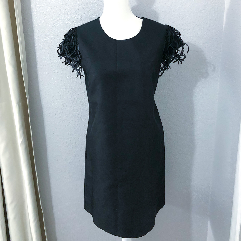 Kate Spade Black Mini Dress with Fringe Sleeves - Picture 11 of 11